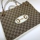 Gucci Horsebit 1955 Medium Tote Bag In Original GG Canvas And Leather Trims 3 Colors 35cm