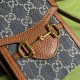 Gucci Horsebit 1955 Mini Bag In GG Denim Jacquard And Leather 2 Colors 11.5cm