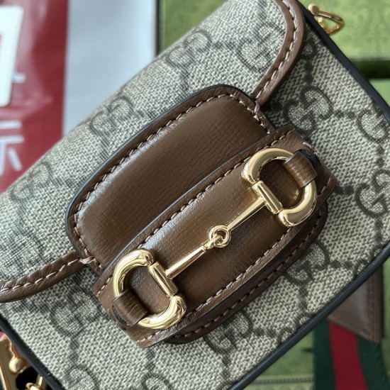 Gucci Horsebit 1955 Strap Wallet In GG Supreme Canvas And Leather 12cm
