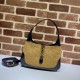 Gucci Jackie 1961 Shoulder Bag In Straw Effect Fabric With Leather Trims 19cm 28cm 36.5cm
