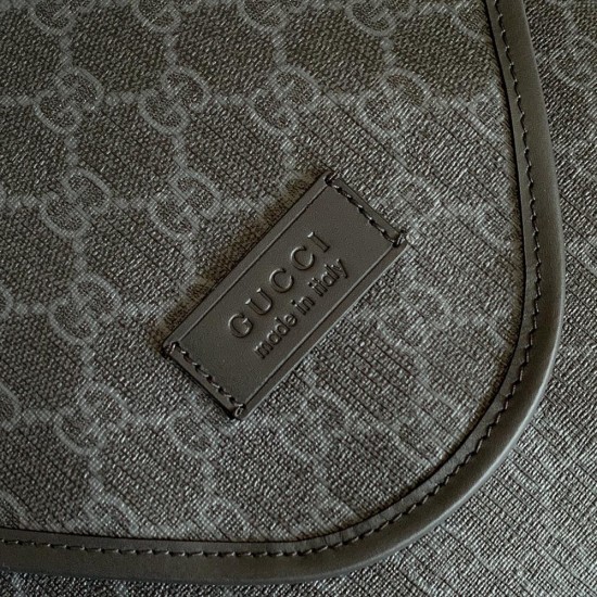 Gucci Neo Vintage Medium Messenger Bag Black GG Supreme Canvas Black Leather