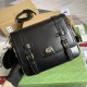 Gucci Messenger Bag In Leather With Alligator Trims 28cm
