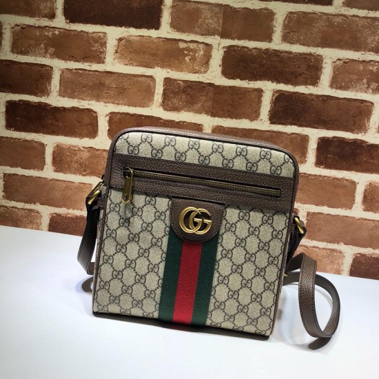 Gucci Ophidia Small Messenger Bag In GG Supreme Canvas And Leather Trims 2 Colors 23cm 14.5cm