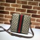 Gucci Ophidia Small Messenger Bag In GG Supreme Canvas And Leather Trims 2 Colors 23cm 14.5cm