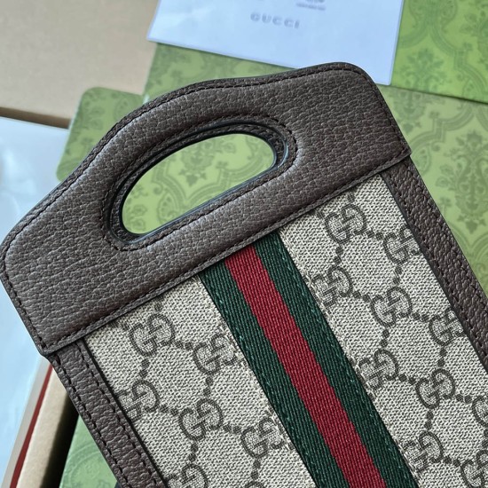 Gucci Ophidia  Mini Shoulder Bag in GG Supreme Canvas With Leather Trims 14cm