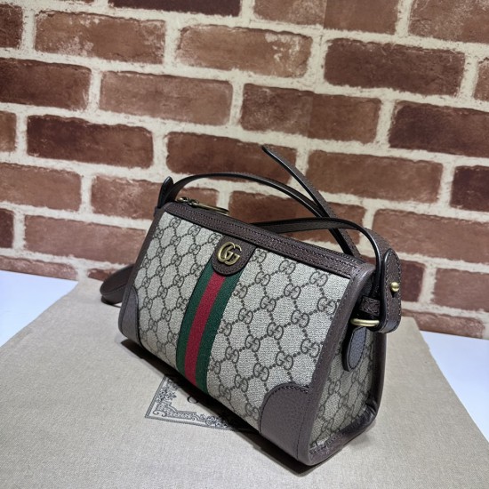 Gucci Ophidia GG messenger Bag In GG Supreme Canvas With Green and red Web 24cm
