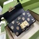 Gucci Padlock Small Shoulder Bag In Leather With Metallic Strawberry Cherry Print 2 Colors 20cm