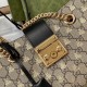 Gucci Padlock Small Chains Shoulder Bag Beige Ebony GG Supreme Canvas Gold Bees Print Black Leather