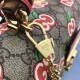 Gucci Padlock Small Bamboo Shoulder Bag Beige Ebony GG Supreme Canvas Apple Print Red Leather