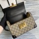 Gucci Padlock Small Bamboo Shoulder Bag Beige Ebony GG Supreme Canvas Black Brown Leather