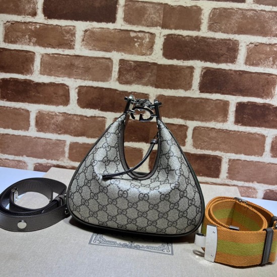 Gucci Attache Small Shoulder Bag In GG Supreme Canvas 2 Colors 23cm