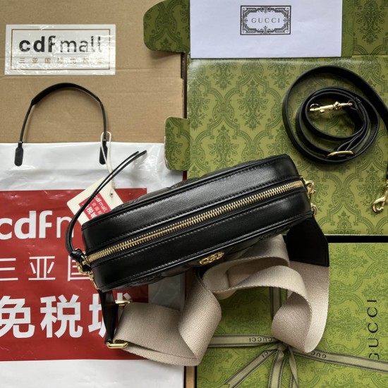 Gucci Small Shoulder Bag Camera Bag In GG Matelasse Leather 3 Colors 21.5cm