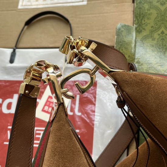 Gucci Attache Large Shoulder Bag In Suede 35cm