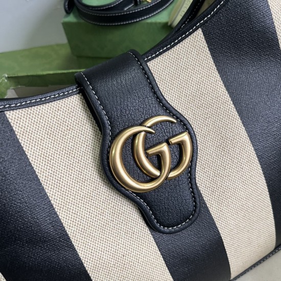 Gucci Aphrodite Medium Shoulder Bag In Striped Cotton Canvas 39cm