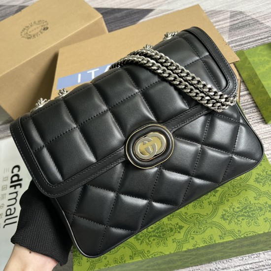 Gucci Deco Small Shoulder Bag in Quilted Leather 2 Colors 25cm