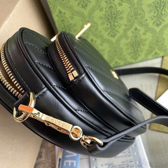Gucci Interlocking G Mini Heart Shoulder Bag In Diagonal Matelasse Leather 20cm 2 Colors