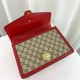 Gucci Sylvie Shoulder Bag In GG Supreme Canvas With Leather Trims 3 Colors 25.5cm