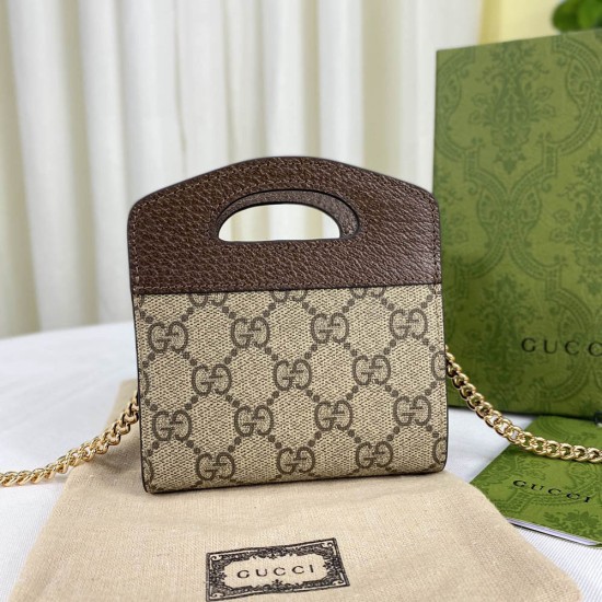 Gucci Banaya Print Top Handle Mini Bag In GG Supreme Canvas  And Leather 3 Colors 11.5cm