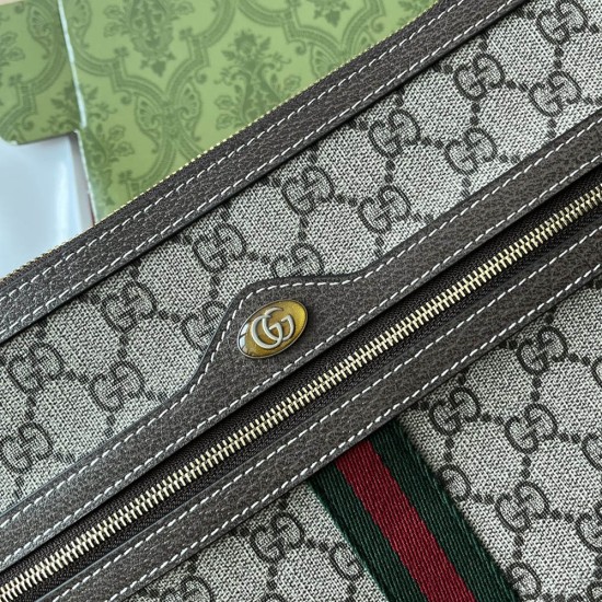 Gucci Ophidia Pouch In GG Supreme Canvas With Leather Trims And Web 29cm