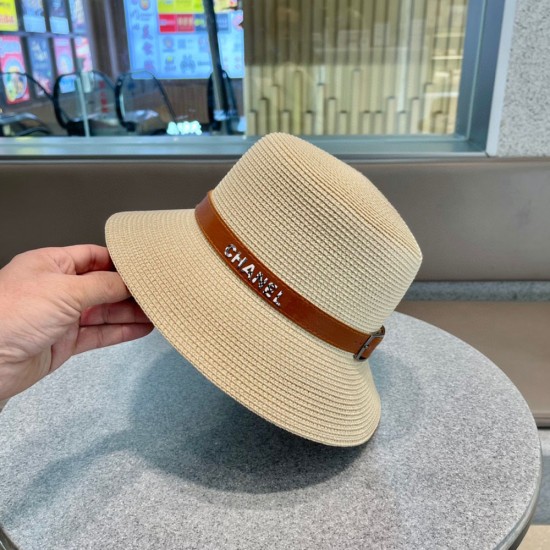 Chanel Bucket Hat In Straw And Leather 4 Colors