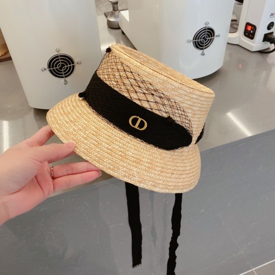 Dior Brim Bucket Hat In Straw