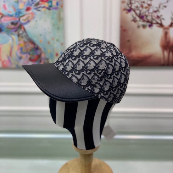 Dior Cap In Oblique Jacquard And Leather 2 Colors