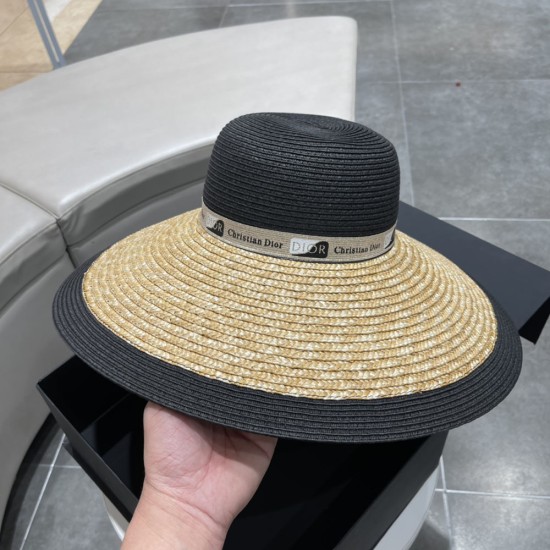Dior Large Brim Bucket Hat In Straw 3 Colors