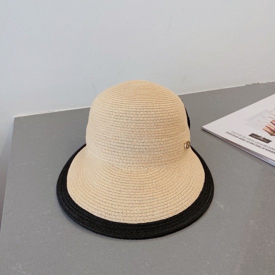Dior Cap In Straw With Contrasting Bow 2 Colors