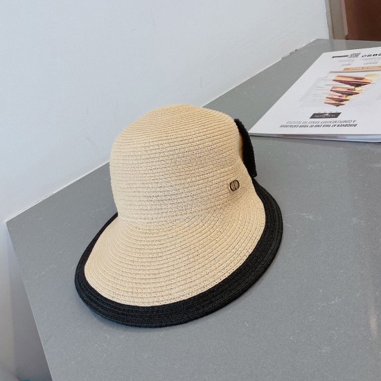 Dior Cap In Straw With Contrasting Bow 2 Colors