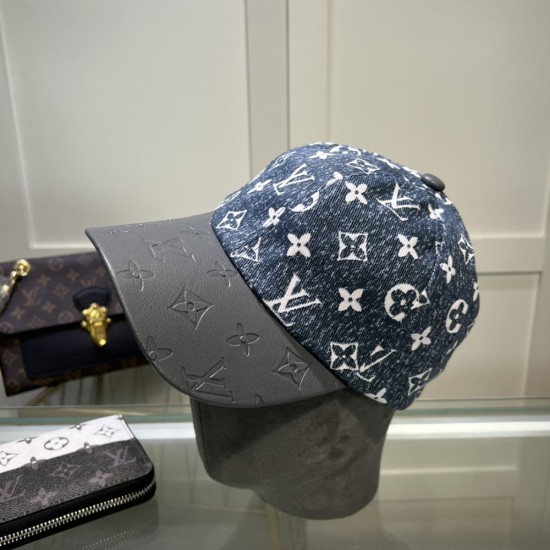 LV Get Ready Cap In Monogram Denim With Embossed Leather Piping 4 Colors