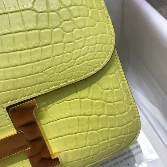 Hermes Constance Chicken Yellow Nile Crocodile Leather 