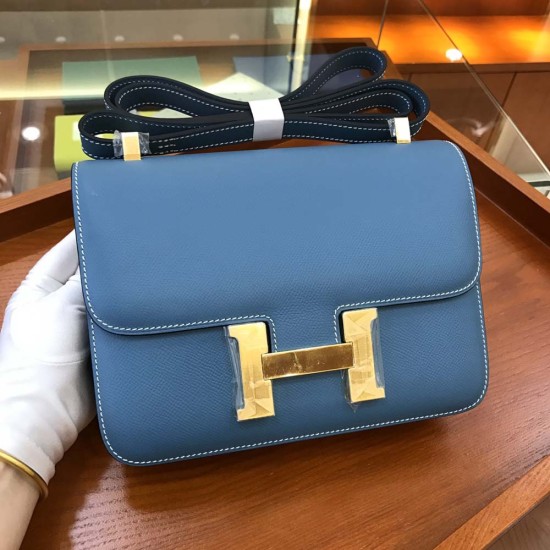 Hermes Constance Demin Blue Epsom Leather