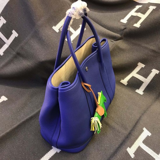 Hermes Garden Party Blue Togo Leather