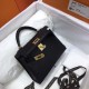 Hermes Mini Kelly 2 Black South Africa Ostrich Leather