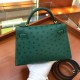Hermes Mini Kelly 2 Malachite Green South Africa Ostrich Leather