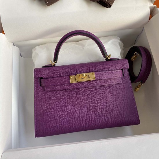 Hermes Mini Kelly 2 Anemone Purple Epsom Leather