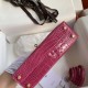 Hermes Mini Kelly 2 Candy Pink America Crocodile Leather
