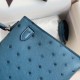 Hermes Mini Kelly 2 Duck Blue South Africa Ostrich Leather