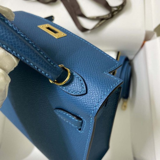 Hermes Mini Kelly 2 Izmir Blue Epsom Leather