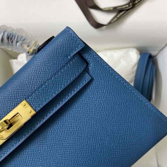 Hermes Mini Kelly 2 Izmir Blue Epsom Leather