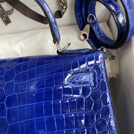 Hermes Kelly Electric Blue Nile Crocodile Leather