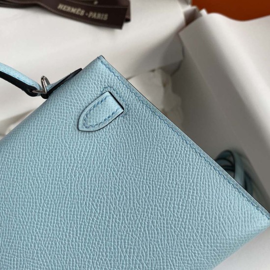 Hermes Mini Kelly 2 Breeze Blue Epsom Leather