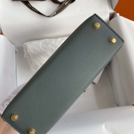 Hermes Mini Kelly 2 Almond Green Epsom Leather