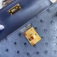 Hermes Mini Kelly 2 Maltese Blue South Africa Ostrich Leather