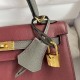 Hermes Kelly Wine And Tin Grey Epsom Leather