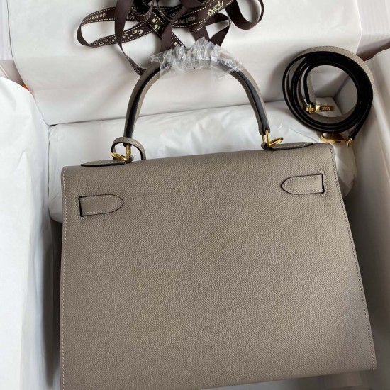 Hermes Kelly Asphalt Grey Epsom Leather