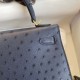 Hermes Kelly Maltese Blue Africa Orstrich Leather