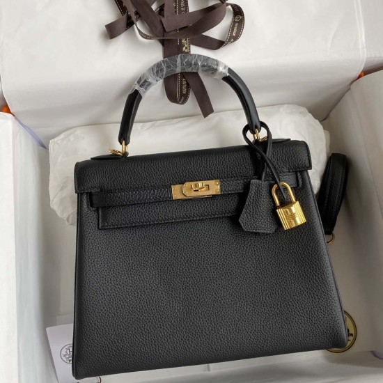 Hermes Kelly Black Togo Leather