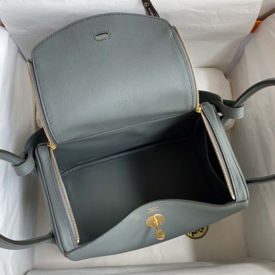 Hermes Lindy Almond Green Evercolor Leather 