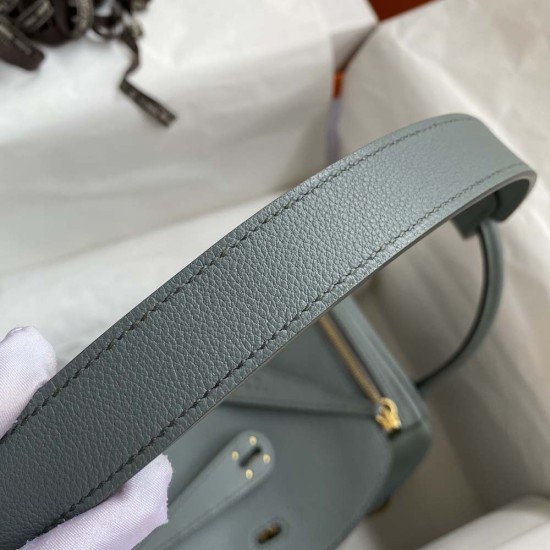 Hermes Lindy Almond Green Evercolor Leather 